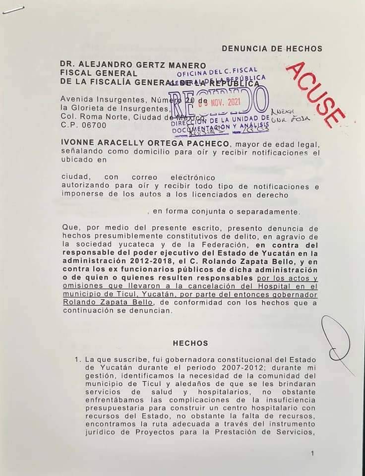 Ivonne ortega denuncia al ex gobernador Rolando Zapata