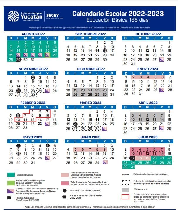 calendario escolar yucatan 2023