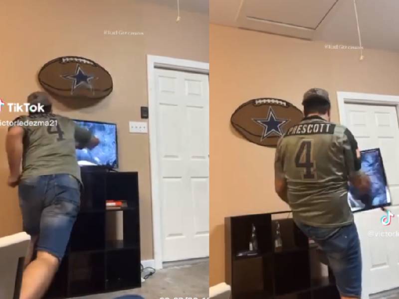 ¡No soportó! Hombre destroza tv tras la derrota de los Cowboys