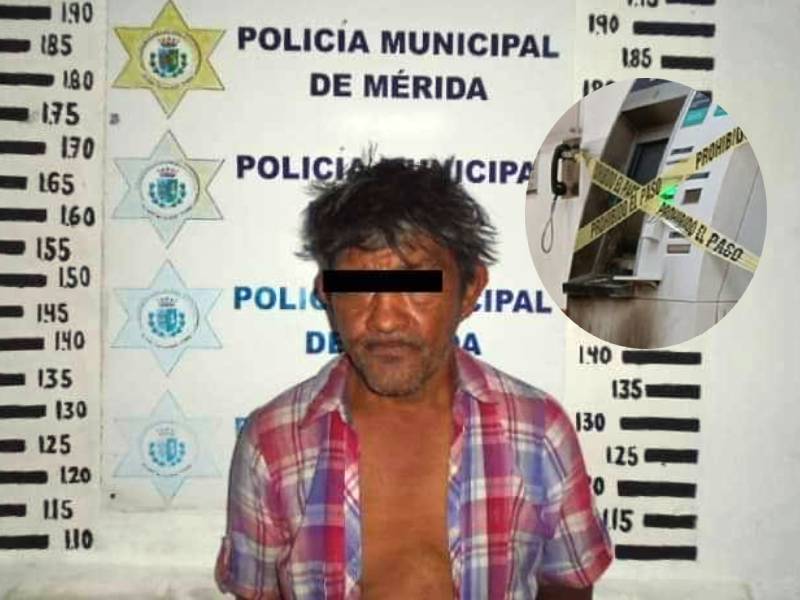 ¡Arrestado! Incendia un cajero automático en Mérida