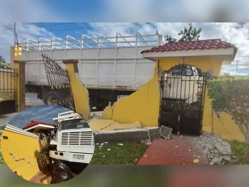 Camionero en estado de ebriedad se estampa contra una casa en Tizimín