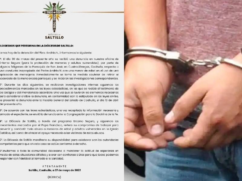 Detienen a Sacerdote de Coahuila por enviar mensajes inapropiados a menor de edad