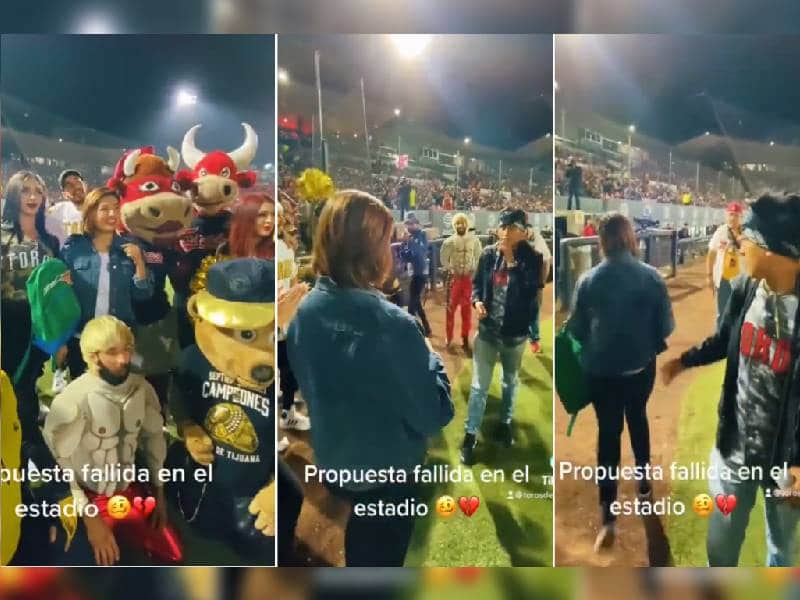 Vide. Joven pide matrimonio en estadio de béisbol​; termina bateado