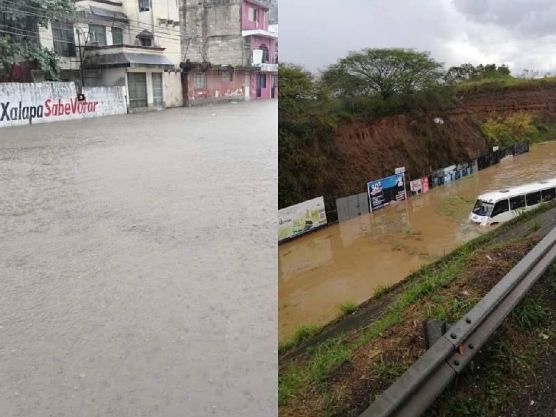 Reportan inundaciones en Xalapa, Veracruz