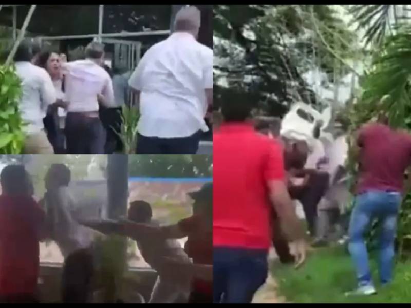 VIDEOS_ Entre gritos y empujones así corrieron a Juan Guaidó de un restaurante