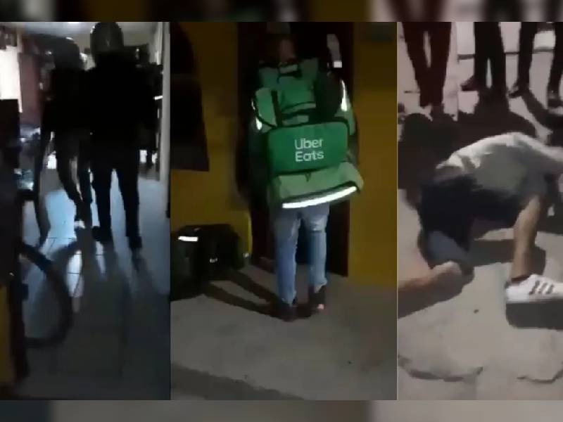 Video. Repartidores de app sacan de su casa y golpean a presunto ladrón