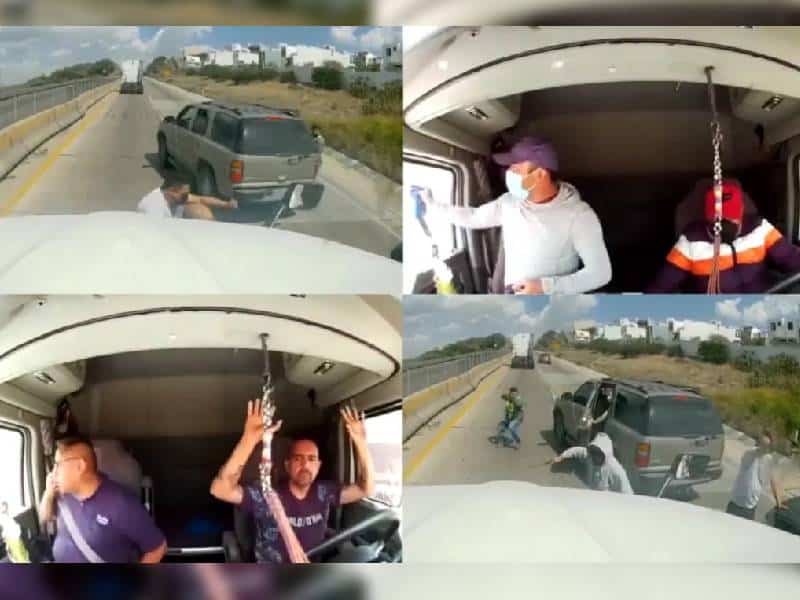 VIDEO: Sujetos Armados Interceptan Tráiler Y Se Lo Llevan, En Querétaro