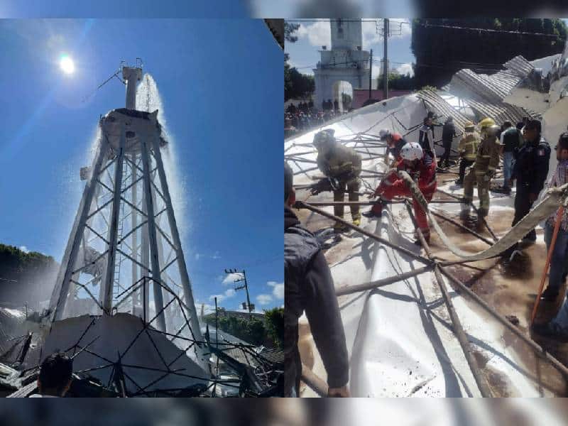 Cae tanque de agua recién inaugurado y causa la muerte de un habitante en Texmelucan