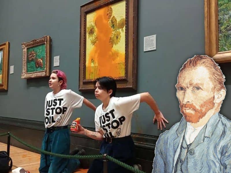 Militantes ecologistas arrojaron sopa sobre “Los girasoles” de Van Gogh