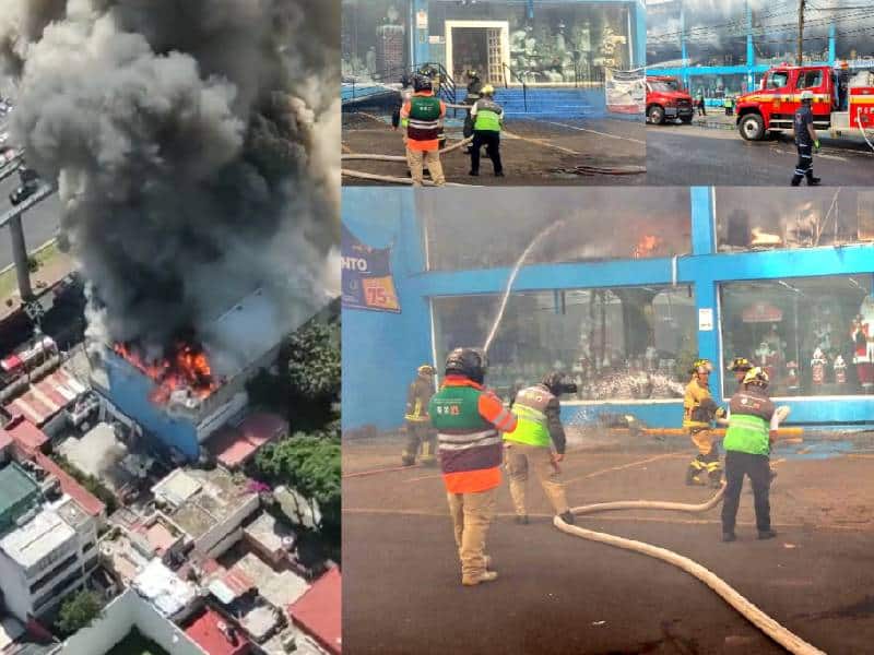 Videos. Se registra incendio en negocio en Álvaro Obregón, CDMX