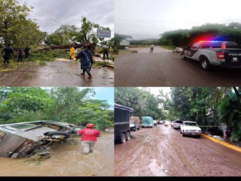 El paso de este fenómeno meteorológico dejó estragos en el estado de Nayarit. Entre crecientes de ríos y arroyos, así como inundaciones y deslaves en diferentes carreteras; además de postes y árboles caídos (24 horas nacional)