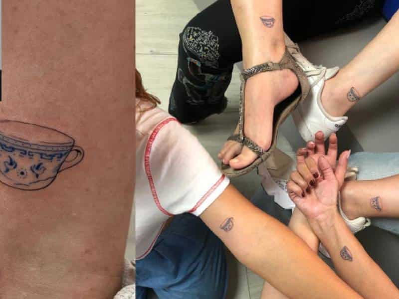 ¡Lindo detalle! Nietas e hijas se tatúan una taza de café en honor a la abuelita muerta