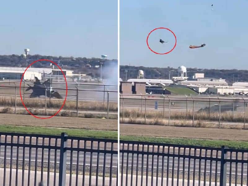 Video: Piloto sale proyectado tras choque de avión militar en Texas