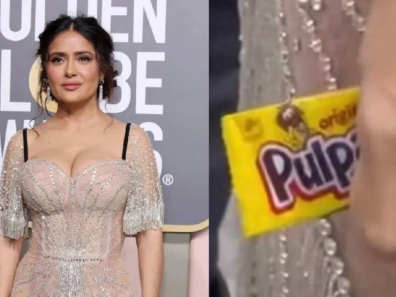 Salma Hayek sorprende al llevar pulparindo y mazapán a los Globos de Oro