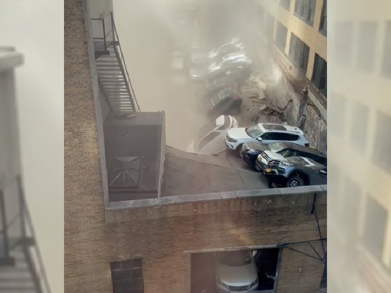 Colapsa estacionamiento en Nueva York, Manhattan