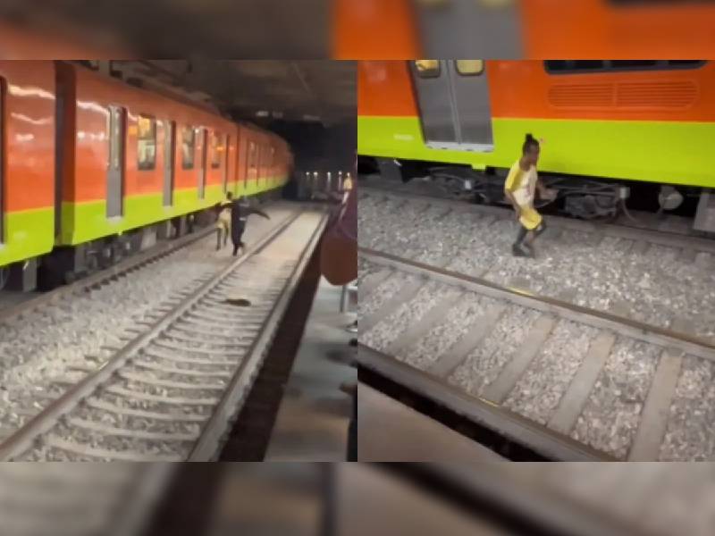 Video. Captan a hombre corriendo en vías del Metro CDMX