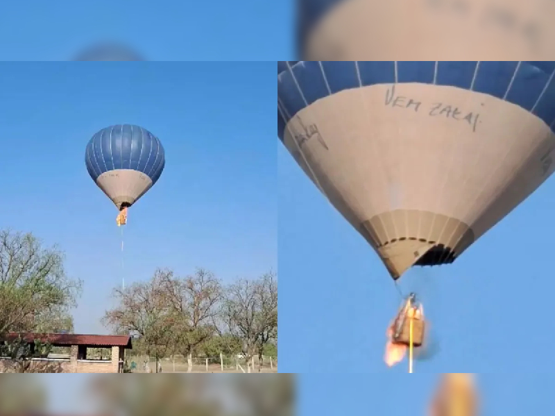 Video. Se incendia y cae globo aerostático en Teotihuacán