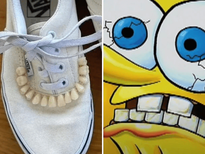 ¿Qué es eso Venden tenis decorados con dientes humanos