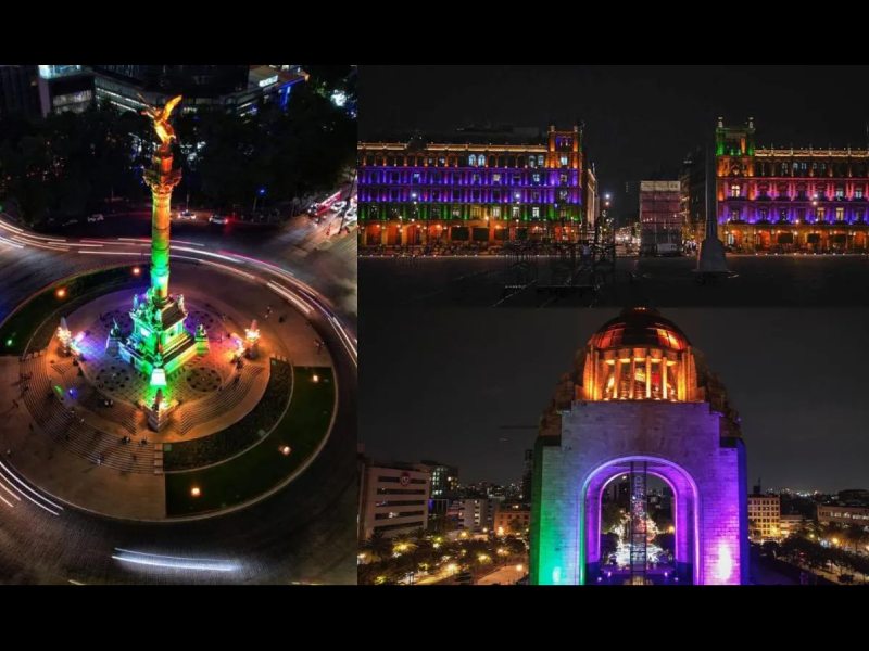 Monumentos históricos de la CDMX se alumbran con colores del Mundial 2026