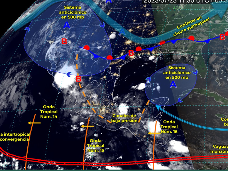 Onda tropical número 16 se desplazará al sur de la Península de Yucatán