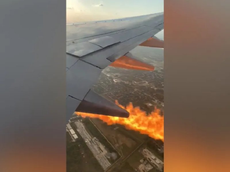 ¡Terror! Motor de avión con destino a Cancún se incendia en pleno vuelo