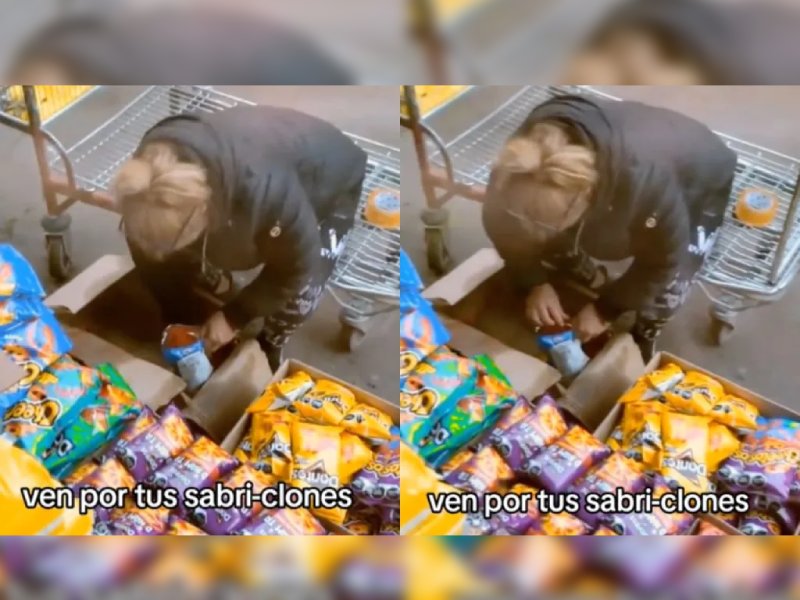 Video: ¿ No le pierde?Captan a vendedora llenando bolsas de Cheetos