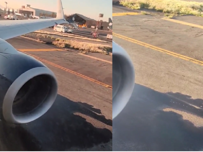 Avión de Aeroméxico presenta fuga de combustible antes de despegar