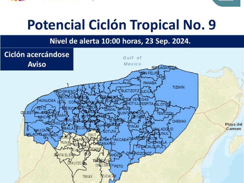 Alerta Azul en Yucatán: Protección Civil informa sobre el Potencial de Ciclón Tropical No. 9. Mantente informado y preparado.