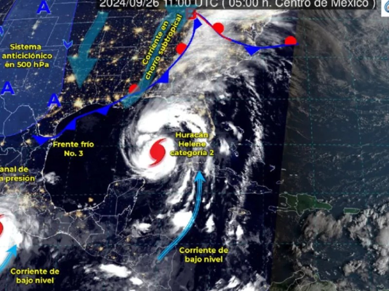 El huracán Helene, categoría 2, genera lluvias intensas en Quintana Roo y la Península de Yucatán. Se acerca a la costa norte.