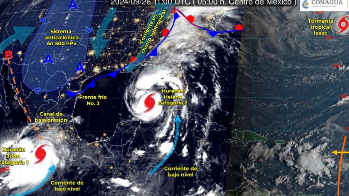 El huracán Helene, categoría 2, genera lluvias intensas en Quintana Roo y la Península de Yucatán. Se acerca a la costa norte.