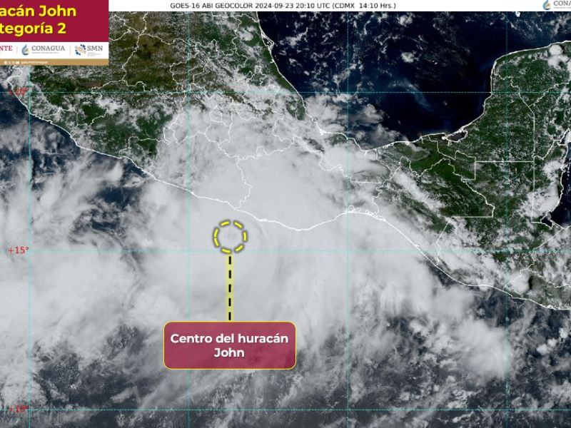 Huracán John se fortalece a categoría 2 en el Pacífico mexicano, generando alerta en la costa sur del país, según el NHC.