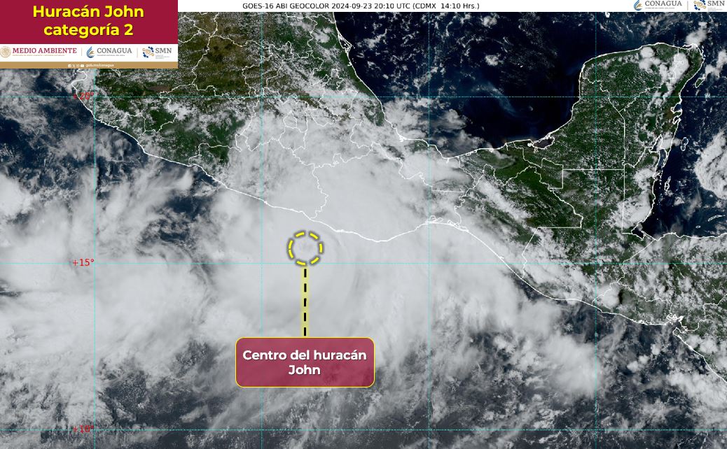 Huracán John se fortalece a categoría 2 en el Pacífico mexicano, generando alerta en la costa sur del país, según el NHC.