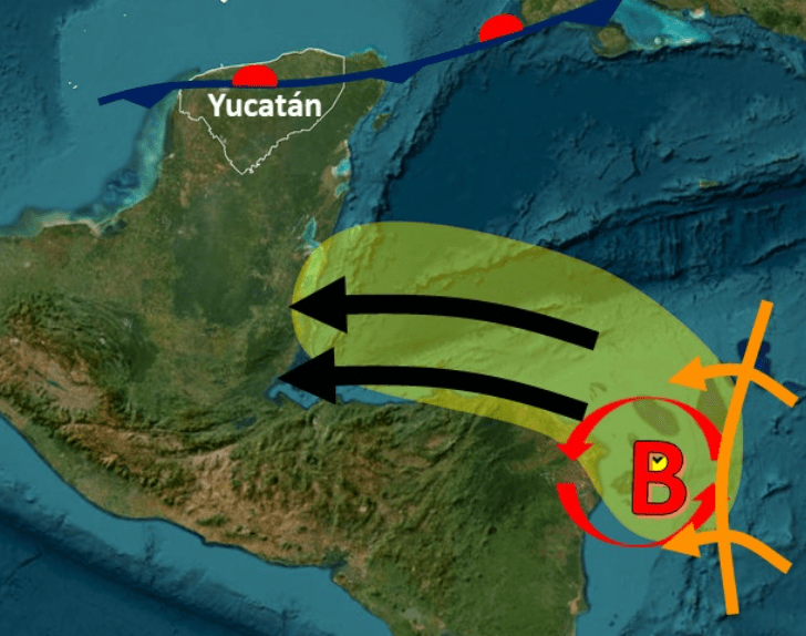 Protección Civil alerta sobre el Frente Frío No. 4 y una Onda Tropical. Lluvias fuertes afectarán Yucatán del 18 al 20 de octubre. ¡Toma precauciones!