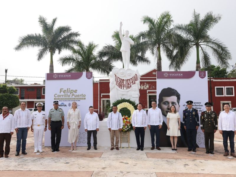 El gobernador Huacho Díaz encabeza homenaje por el 150 aniversario de Felipe Carrillo Puerto, resaltando su legado de justicia social y transformación.