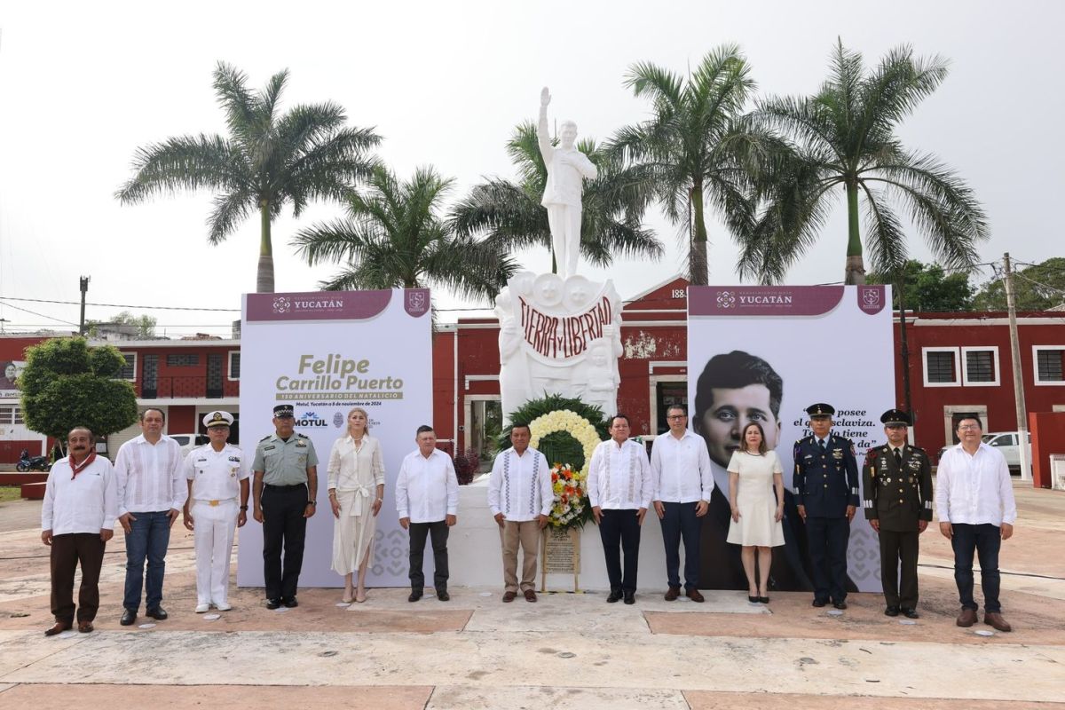 El gobernador Huacho Díaz encabeza homenaje por el 150 aniversario de Felipe Carrillo Puerto, resaltando su legado de justicia social y transformación.