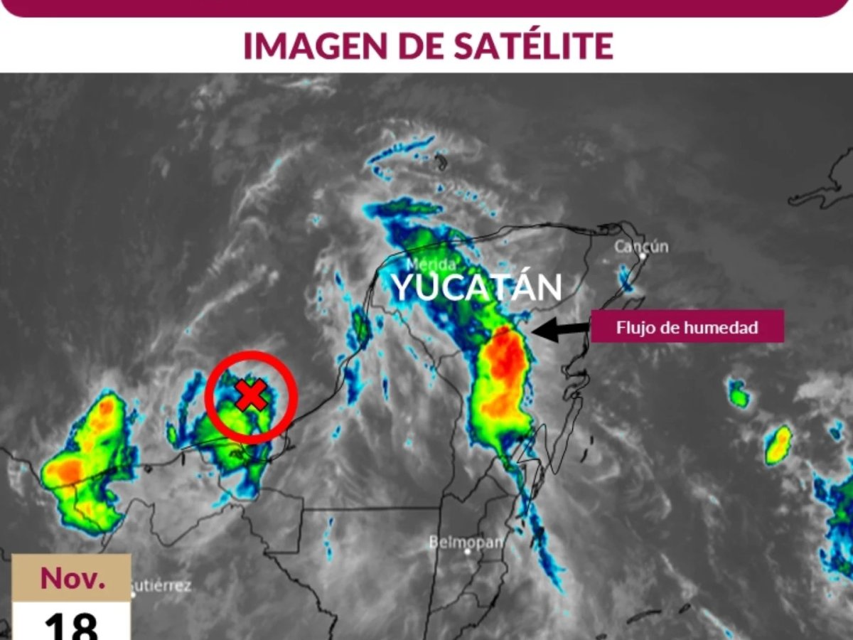 Protección Civil informa lluvias fuertes y frente frío en Yucatán el 19 y 20 de noviembre. Precaución por vientos y oleaje elevado.