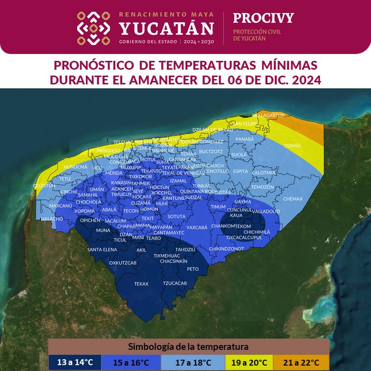 Yucatán enfrenta días cálidos y amaneceres fríos por una masa de aire frío. Descubre el pronóstico completo y las recomendaciones.