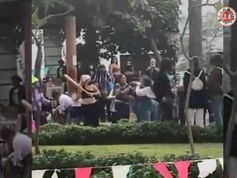 Grupo de feministas atacan a golpes a hombre por caminar en espacio "excluviso" 