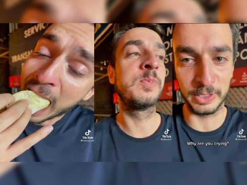 Un extrajero llora al probar un taco por primera vez