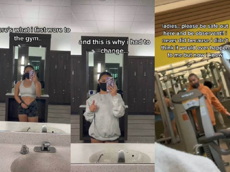Mujer va al gym con gran sudadera tras ser acosada