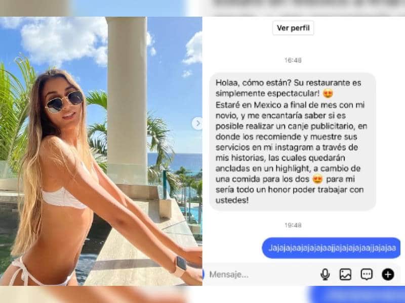 “Gorrones internacionales” Chef exhibe a influencer que pide comida gratis
