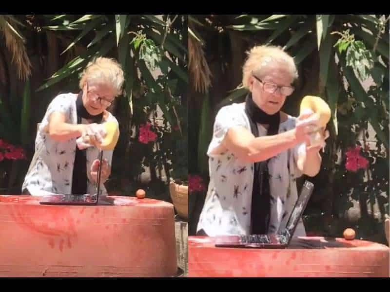 “Ahí tenía mi tesis” Abuelita le quita “virus” a laptop con agua y con jabón