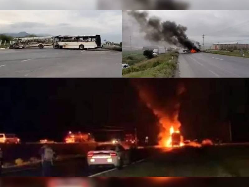 En Zacatecas hombres armados queman autobús de pasajeros para bloquear carretera