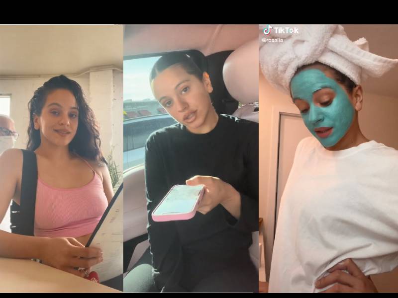 TikTok_ Rosalía reacciona imitando su propio meme mascando chicle