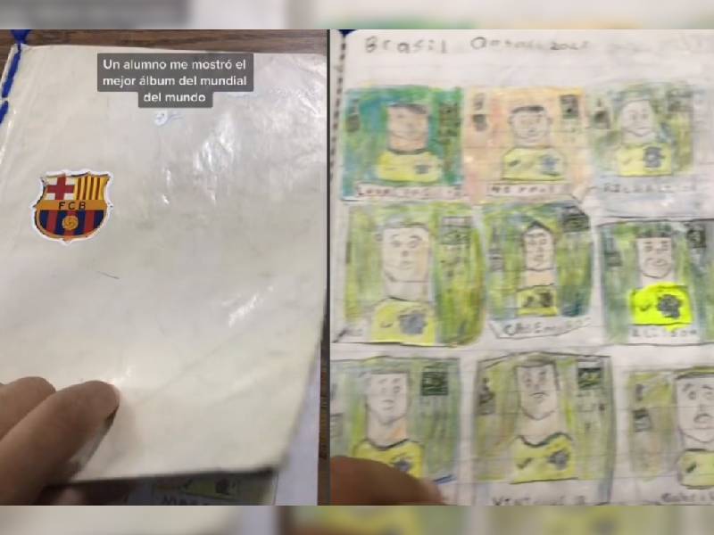 Profesor le regala estampas del mundial Qatar a su alumno que las dibujaba