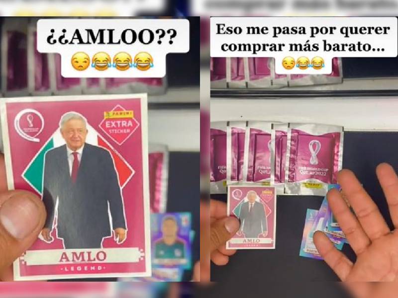 Video. Compra álbum de Qatar en Tepito, le sale estampa de AMLO