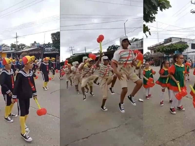 Estudiantes desfilan por Revolución vestidos como ‘El Chavo del 8’