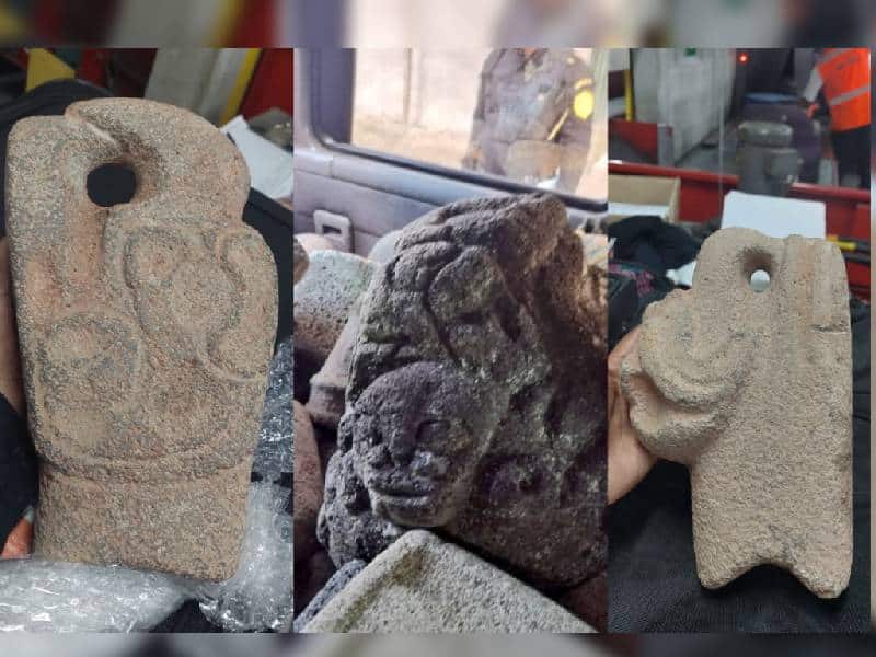 Detenidos dos estadounidenses con 166 piezas mayas prehispánicas