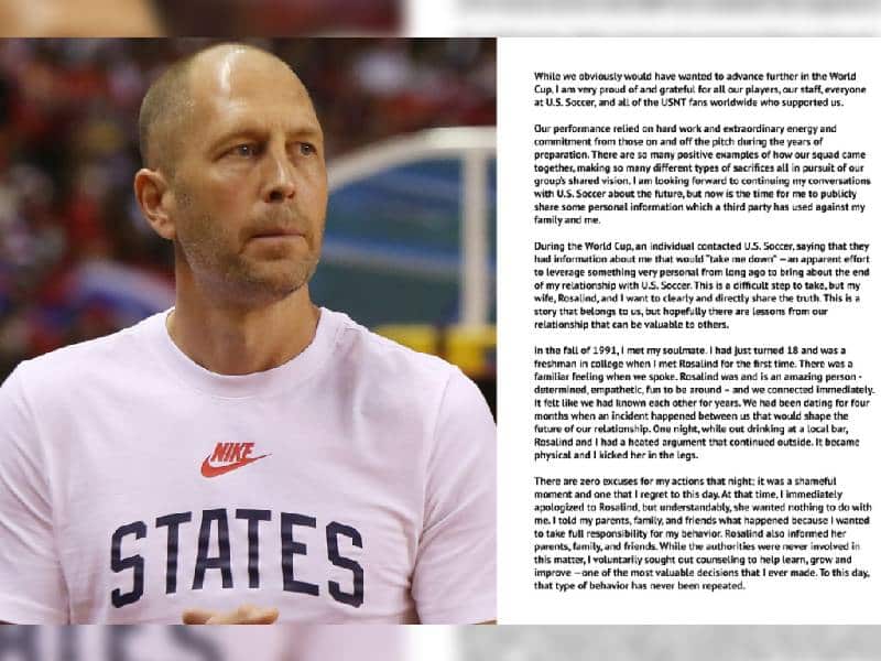 ¡Admite haber golpeado a su esposa! Gregg Berhalter ya no es DT de USA