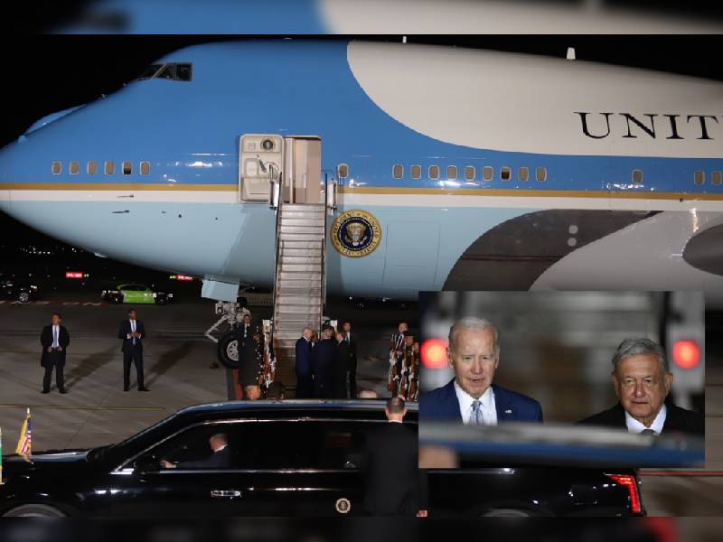 Video. ¿Sólo para la foto? El avión Air Force One de Biden deja el AIFA y ya está en el AICM